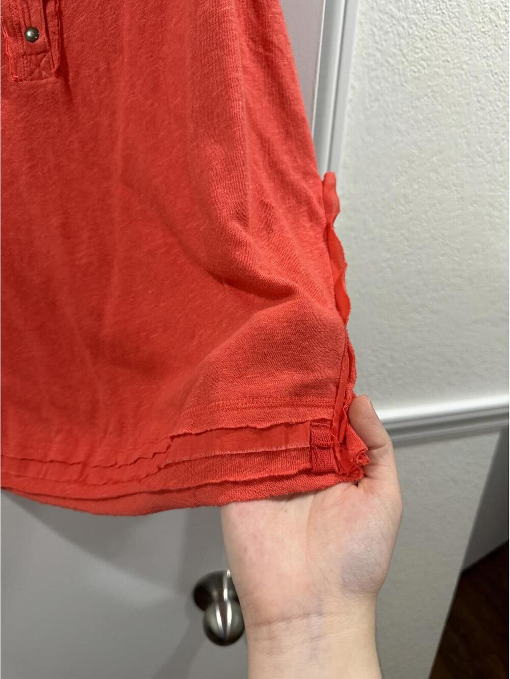 NWT Free People Love Language Red Linen Scoop Neck Henley Tank Top Small - Picture 8 of 9